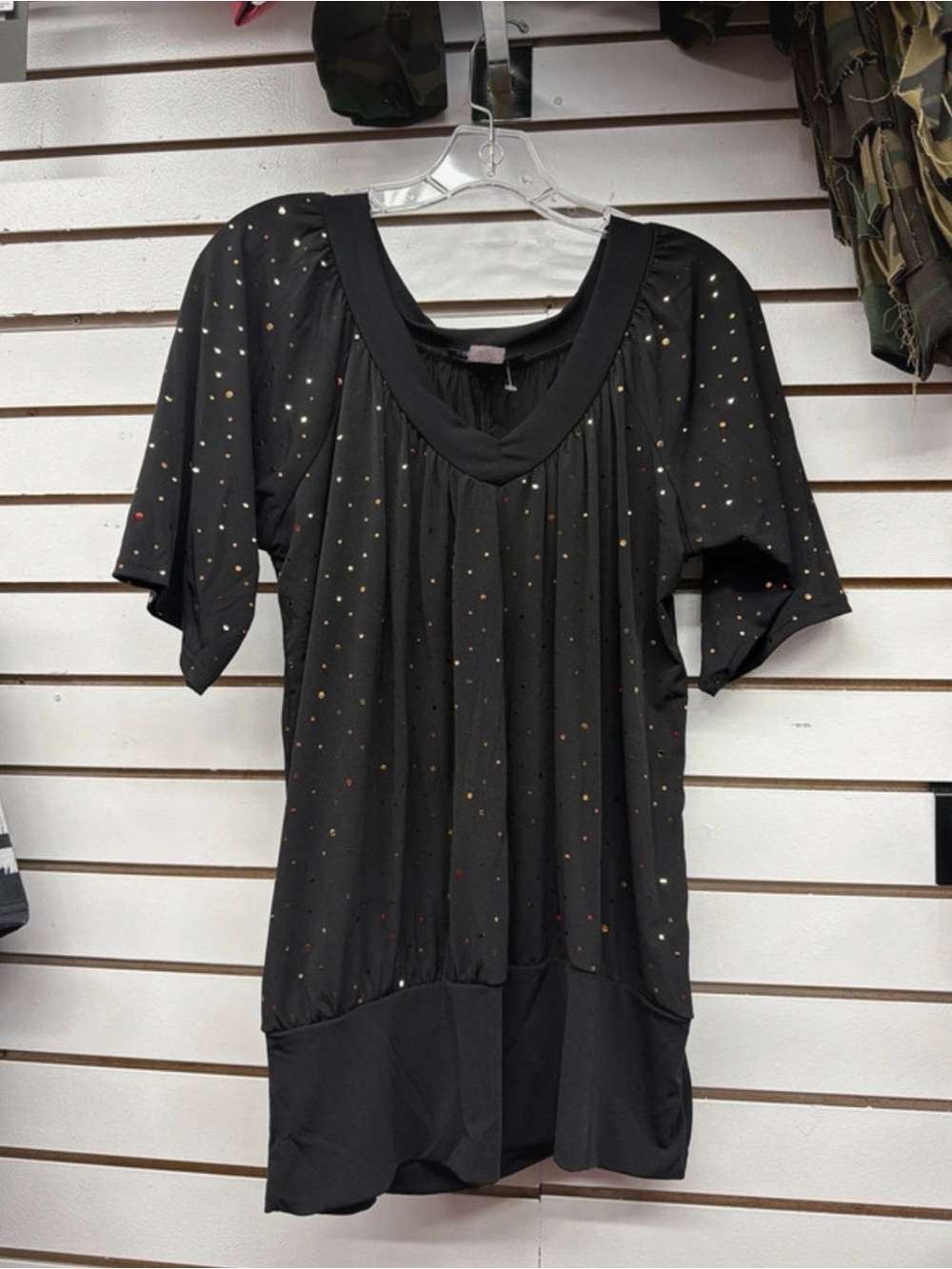 American City Wear Black Metallic Polka
Dot Tunic Top Plus Size 2X